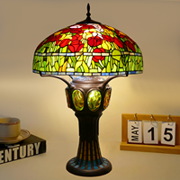   Lampe de table décorative en verre coloré de 20 pouces, style rétro européen, pour salon, hôtel, restaurant, bureau, séjour, maison d'hôtes