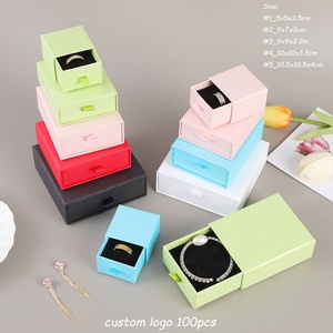 Thin Drawer Jewelry Box Embossing Custom Logo for Necklace Ring <b>Earrings</b> Packaging Small Business Gift Boxes Rigid Recycled - Product Image 6