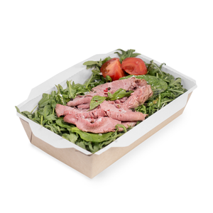 Tazón para ensalada OSQ OpSalad 800 de papel kraft de calidad premium con tapa transparente a prueba de fugas para exhibición de comida para llevar, logotipo personalizado - Product Image 1