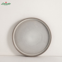 Stok Wabi-Sabi Oluklu Porselen Emaye Yemek Takımı BPA İçermez Yeniden Kullanılabilir Gri Tabaklar Kaseler Kupalar Otel Restoran Toptan Satış