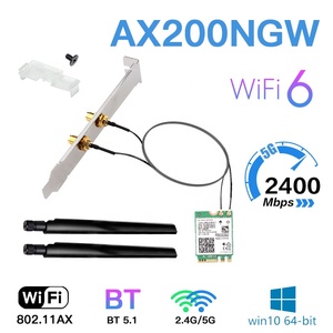 Tarjeta WiFi 6 Intel AX200NGW Original, BT 5.<span class=keywords><strong>2</strong></span>, Doble Banda, 3000Mbps, Tarjeta de Red Inalámbrica con Antenas para Juegos, <span class=keywords><strong>PC</strong></span>, Laptop - Product Image 1