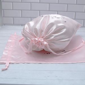 Large Satin <b>Drawstring</b> <b>Pouch</b> pink Custom Dust Bag Personalized <b>Pouch</b> Shoe Bag Packaging - Product Image 4