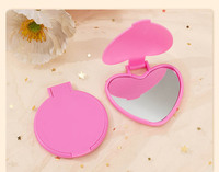 WAALUU Miroir de poche compact pliable en forme de cœur, personnalisé avec logo, petit et portable, style vintage, pour femmes et filles, à la mode