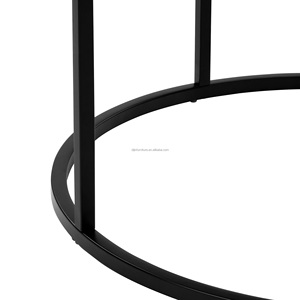 <span class=keywords><strong>Table</strong></span> d'appoint <span class=keywords><strong>ronde</strong></span> facile à assembler en métal <span class=keywords><strong>noir</strong></span> en verre trempé transparent Nid latéral Ensemble de 2 tables basses gigognes - Product Image 4