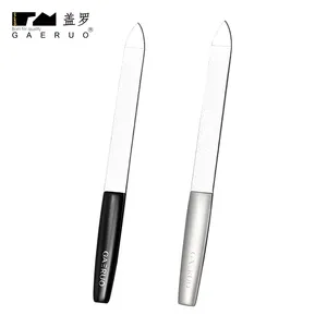 Black Sliver Manicure Tool Double Sided Metal Fingernail File Stainless Steel Nail File With Anti-Slip Handle