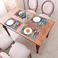 Ensemble de sets de table en liège MDF de style américain, personnalisés avec logo imprimé, de luxe, imperméables, écologiques, avec impression couleur et décoration en bois