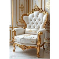 Fauteuil individuel de salon royal sophistiqué, fabriqué en bois massif pour un luxe durable