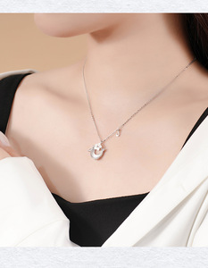 Collar de Clavícula de Plata de Ley con Flor Lunar e Incrustaciones de Concha Iridiscente, Colgante de Circonita Brillante para Mujer, Joyería Fina de Moda - Product Image 5