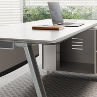 Table de bureau SILVA de conception moderne en panneau mélaminé de qualité E1 avec bordure en PVC, meubles de bureau exécutifs Mdflam, ensemble bureau et chaise