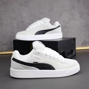 Black Faux Suede <b>Court</b> Sneakers Lace-up <b>Round</b> <b>Toe</b> Breathable EVA Midsole Rubber Outsole All Seasons PUMAS - Product Image 5