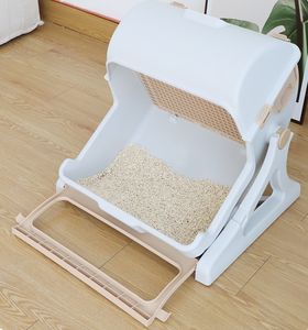 Wholesale Large Square Cat Litter <strong>Box</strong> Flip Lid Semi Automatic <strong>Pet</strong> Cat Toilet Cleaning <strong>Box</strong> - Product Image 3