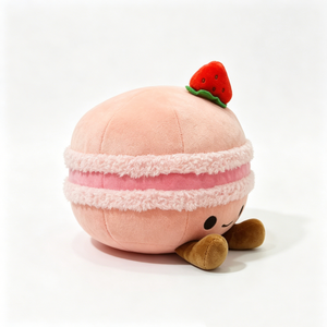 Peluche Personalizado de Macaron de Fresa, Adorable Peluche con Temática de Postre con Cobertura de Fresa, Cara y Patas Sonrientes - Product Image 3