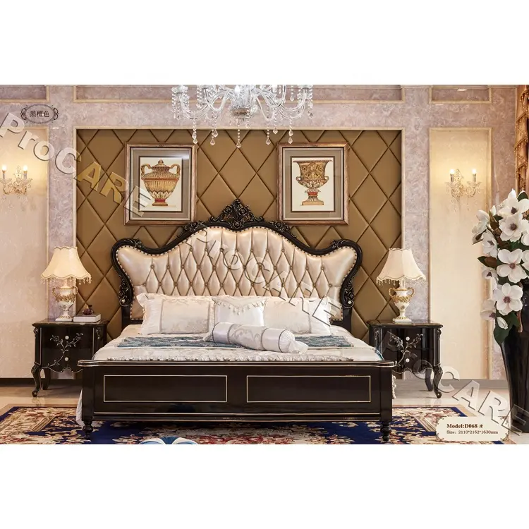 European Style Soft Function Bedroom Furniture Set Wood Beds