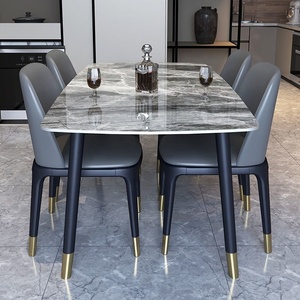 Prix de gros nordique moderne léger luxe design salle de restaurant mariage ardoise tables à manger et 6 chaises ensemble - Product Image 3