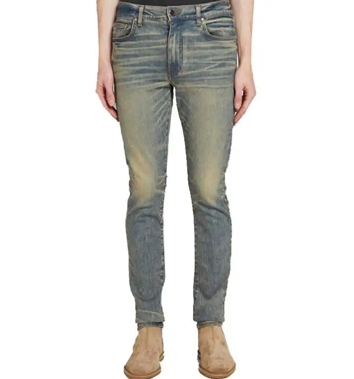 Mode Vintage Waschen Herren Jeans Jeans Hose Stretch Slim Fit benutzer definierte Jeans Hosen Größe 38