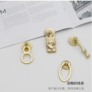 มือจับเฟอร์นิเจอร์โลหะผสมสังกะสี สไตล์จีนใหม่ ลายใบแปะก๊วยสีทอง สำหรับลิ้นชัก ตู้ ประตู แบบรูเดียว พร้อมห่วงแขวน - Product Image 4