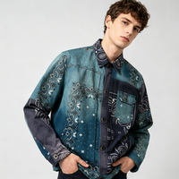 Blouson Bomber Vintage à Imprimé Paisley avec Poche à Rabat, Style Streetwear Oversize Décontracté pour Homme, Fourniture ODM