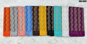 Vestido de tela de encaje africano elegante y sexy tela de gasa Suiza negra encaje Lafaya bordado ecológico con diamantes de imitación - Product Image 6