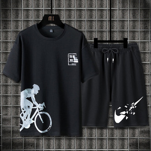 <span class=keywords><strong>Tuta</strong></span> da uomo a manica corta da uomo con sfumata in seta <span class=keywords><strong>di</strong></span> ghiaccio a secco veloce <span class=keywords><strong>pantaloncini</strong></span> estivi Casual sportivi bel Set <span class=keywords><strong>di</strong></span> t-shirt da uomo - Product Image 4