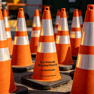 Cono de Tráfico de <span class=keywords><strong>Material</strong></span> Reciclado Ecológico, Cono de Seguridad Reflectante de Alta Visibilidad para Proyectos Sostenibles, Personalizable - Product Image 1