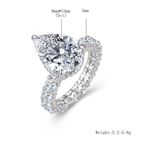Bague de mariage en argent sterling 925 avec zircon en forme de poire taillé à la machine, style européen et américain, personnalisée, tendance, luxe léger, haut de gamme