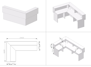 Bàn tiếp tân văn phòng cao cấp, bàn tiếp tân thương mại dài, bàn tiếp tân hiện đại màu trắng, bàn tiếp tân hình chữ L cho khách sạn, bàn tiếp tân cho tiệm làm đẹp - Product Image 4