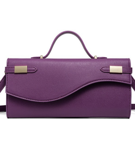 Bolso de Mano Tipo Clutch Morado de PU, Geométrico, Cuadrado, con Cierre de Botón, para Uso Diario y Nocturno - Product Image 1