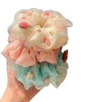 Vente en gros de chouchous en organza polyvalents et volumineux pour filles, en tissu à haute élasticité avec bande en caoutchouc écologique, style doux