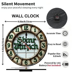 <b>Round</b> Wooden Wall Clock 25x25Cm Solid Wood <b>Frame</b> Silent Movement Home Office Study Room Decor - Product Image 6