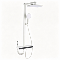 Système de douche complet blanc crème avec robinet en laiton massif, ensemble de douche pluie 4 fonctions pour salle de bain, hôtel, appartement, rénovation