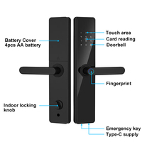 Serrure de porte intelligente semi-automatique connectée Tuya WiFi TTlock avec carte d'identité, mémoire, empreinte digitale et mot de passe, en aluminium