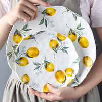 Ensemble de vaisselle en céramique à motif citron, assiette à dessert et à salade, vente chaude