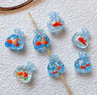 Breloques en résine 3D thème Océan d'été, mignonnes, en forme de poisson rouge porte-bonheur, pendentifs Feng Shui pour la fortune, pour boucles d'oreilles, bracelets et bijoux DIY