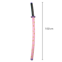 Réplica de Arma de Anime Japonés Demon Slayer de 102 cm, Katana Samurai Real con Aleación de Zinc y Saya de Madera, Espada de Juguete de Media Espiga