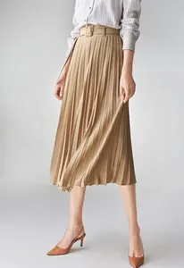 Falda plisada de cintura alta para mujer