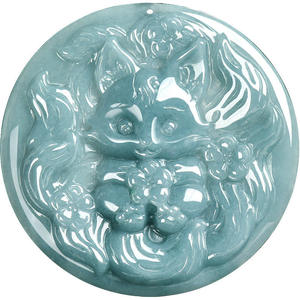 Pendentif en jadéite naturelle bleu eau de roseau, bijoux pour hommes et femmes, vente en gros de jade, cadeau avec certificat d'évaluation DW112 - Product Image 5