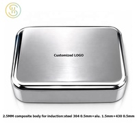 3Ply Ustensiles de cuisson en acier inoxydable casserole rectangulaire poêle à rôtir de dinde poêle à griller pour la cuisine à domicile