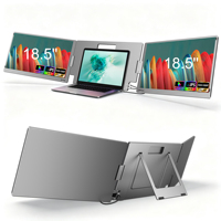 Moniteur d'ordinateur portable à double écran de 18,5 pouces, écran 100 % sRGB avec support réglable stable, connexion Type-C/USB-A, Plug and Play