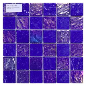 Premium-Außen mosaik fliesen galvani sieren Regenbogen effekt mischen blaues Glasmosaik für Schwimmbads äulen