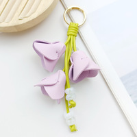 Gantungan Kunci Bunga Tulip PU Buatan Tangan, Hiasan Tas Multi Warna untuk Wanita