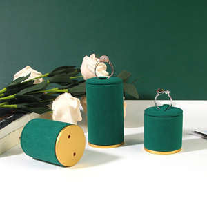 JINSKY-Soporte de Exhibición de Anillo Cilíndrico Redondo Multicolor de Terciopelo de Microfibra para Joyería, Escaparate de Compras - Product Image 5