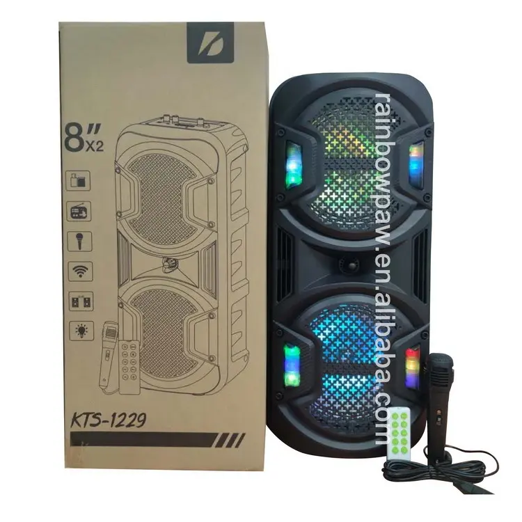 Altavoz Gts, altavoces dobles de 8 pulgadas, altavoz de fiesta inalámbrico de gran sonido con micrófono con cable para Karaoke