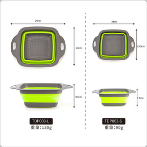 Lihefeng Square Folding Drain <b>Basket</b> Large And <b>Small</b> Size With Handle For Vegetable Washing Storage - Product Image 1