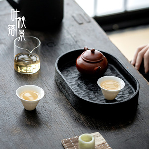 Solid Wood Handmade Hammered Texture Dessert <b>Tray</b> Walnut Material Residential Use - Product Image 4