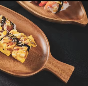 Classic Handmade Leaf Shaped <strong>Wood</strong> Dinner <strong>Plate</strong> Dish Durable Eco Friendly Simple Cleaning - Product Image 4