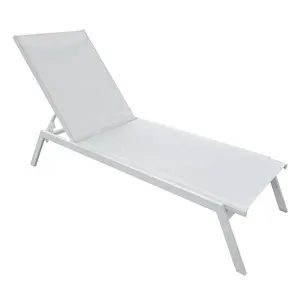 Weißes Aluminium Textilen Teslin Stoff Schwimmbad Chaise Lounge Terrassen möbel Strand Sonnen liegen