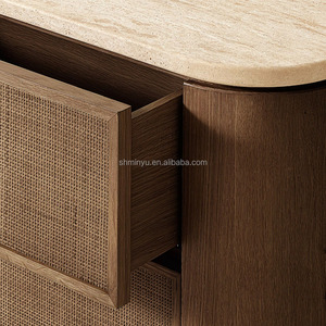 MYHOME 2025 Meuble de chambre à coucher moderne de luxe antique à <span class=keywords><strong>5</strong></span> <span class=keywords><strong>tiroirs</strong></span> en bois de chêne massif avec dessus en travertin pour le salon - Product Image 5