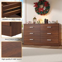 Commode à 6 tiroirs en bois, commode moderne pour chambre à coucher, armoire de rangement avec poignées métalliques, taille personnalisée