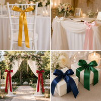 Rubans en satin de polyester prédécoupés, ensemble de 3,8 cm x 3 m, vente en gros, personnalisables pour emballage cadeau, nœuds de chaise, bricolage, artisanat, mariage, Halloween