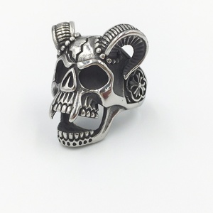 Vintage Hot <b>Statement</b> Stainless Steel Skull Pirate Horned Head <b>Ring</b> Mens Sheeps Head Hip Hop Rock Punk <b>Rings</b> - Product Image 2